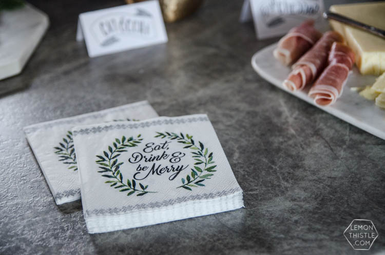 Holiday Open House- Modern Handlettered Free Printable Invitations and tent cards- perfect for a casual Christmas party!