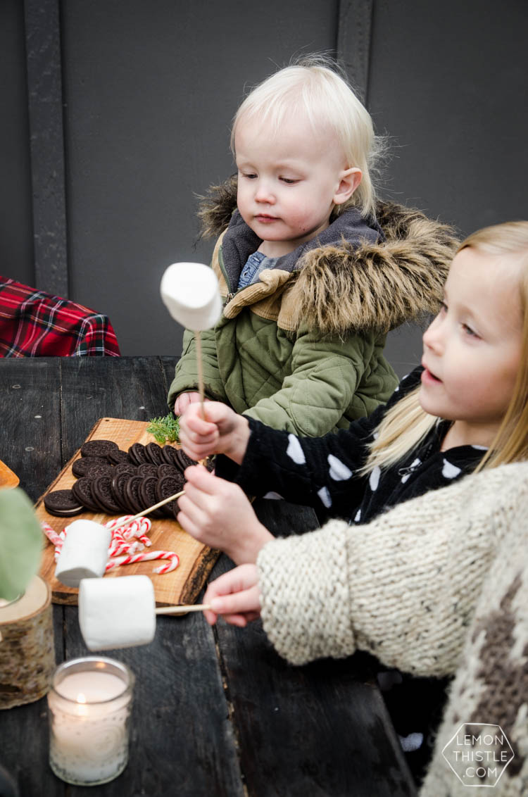 Backyard s'mores activity- perfect for an advent calendar activity- love the idea of doing them over candles too