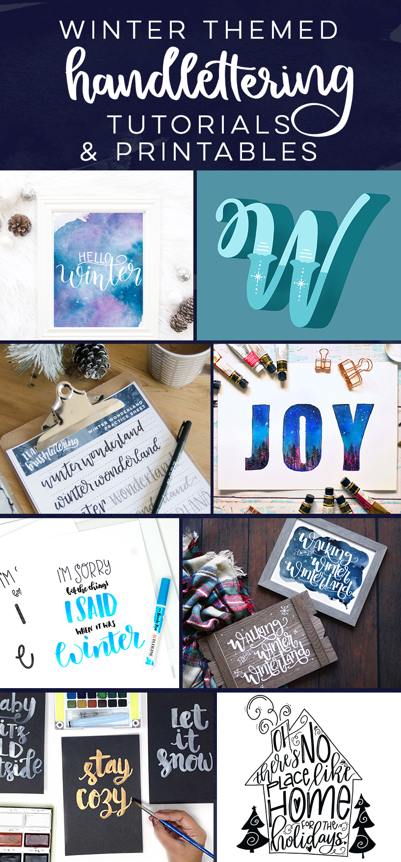 winter themed handlettering tutorials, practice sheets and printables... these are soo good!