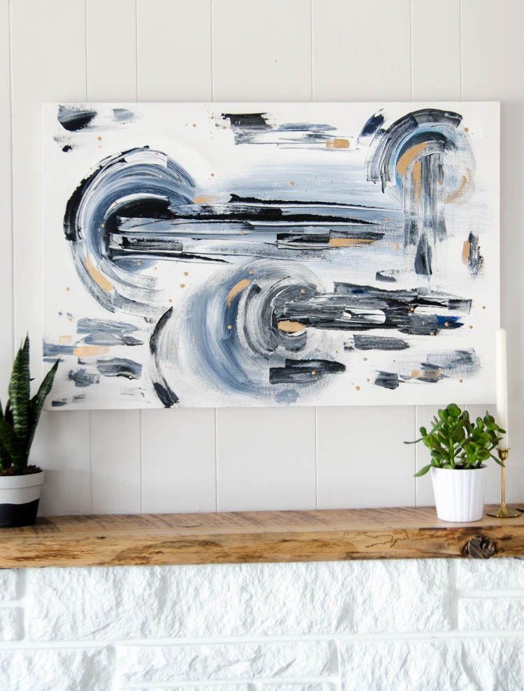 DIY Abstract painting on canvas- a beginner tutorial... I love this large scale art! Way more affordable to make it yourself 
