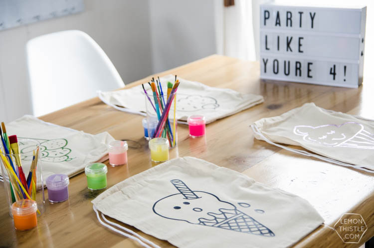 These DIY Ice Cream Party Bags are SO FUN! I love the free designs and how kids can paint their own. Perfect for a kids birthday party