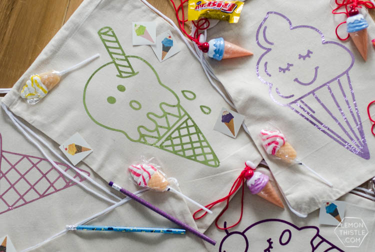 These DIY Ice Cream Party Bags are SO FUN! I love the free designs and how kids can paint their own. Perfect for a kids birthday party