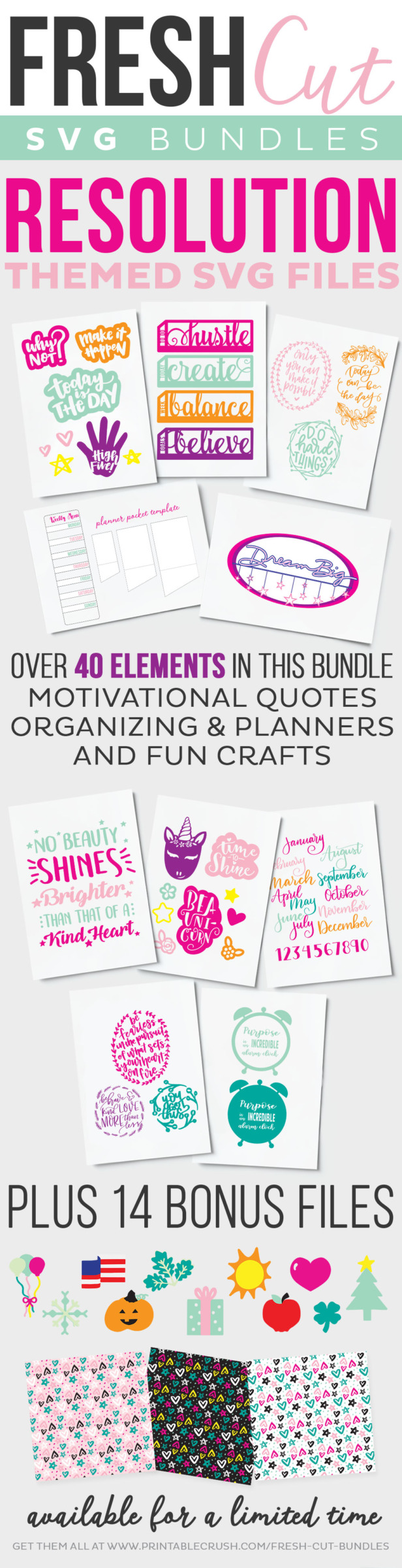 Love these SVG files! All those handlettered inspirational quotes and planner elements. perfect for the new year!