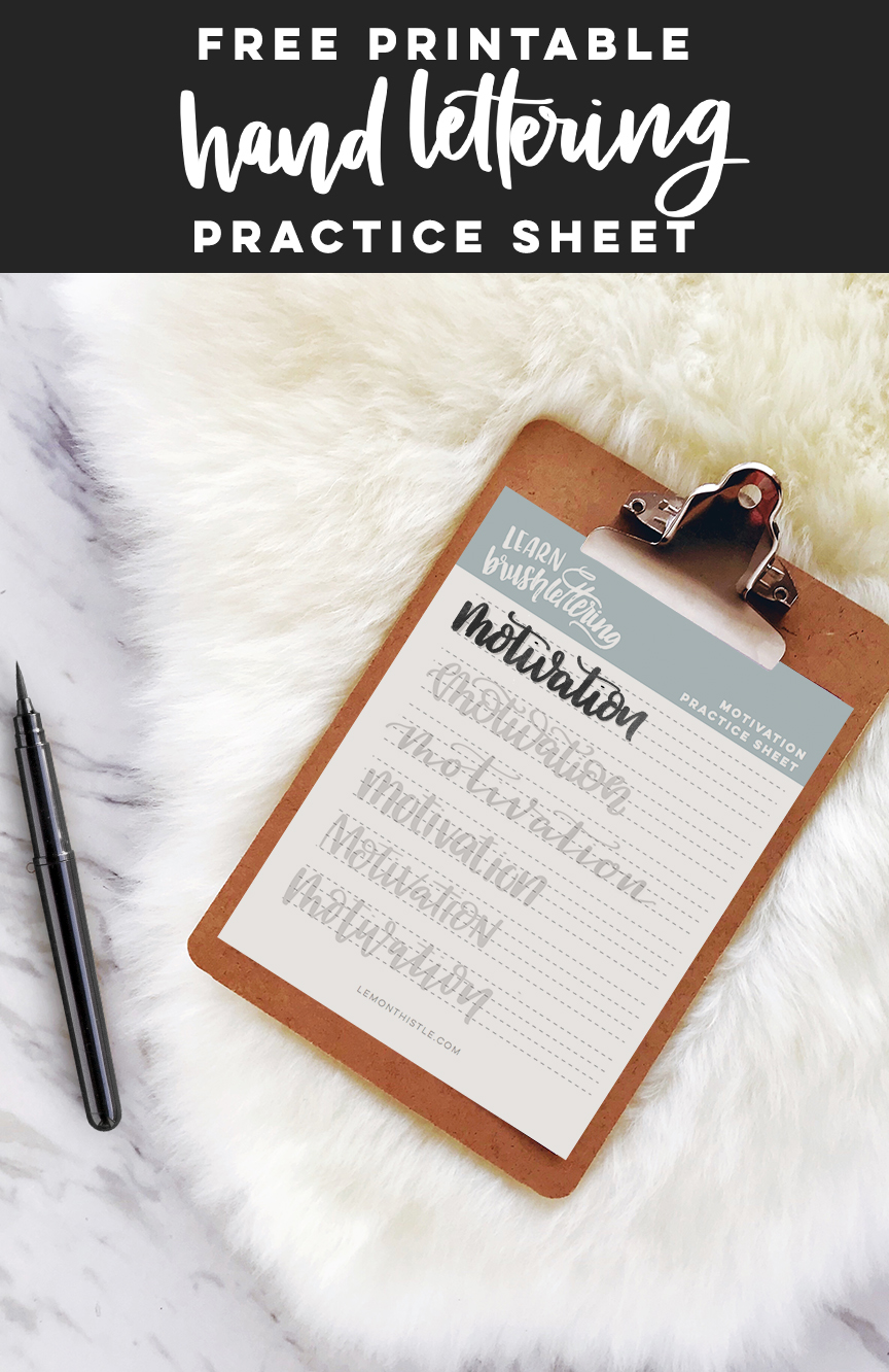 Motivation Free Printable Handlettering Practice Sheet- love this, what a great way to test out different brush lettering styles