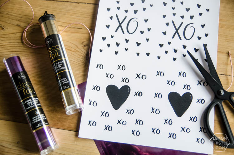 DIY Foiled Valentines Day Cards- I love that purple foil! Plus I love that you can do this with a simple laminator 