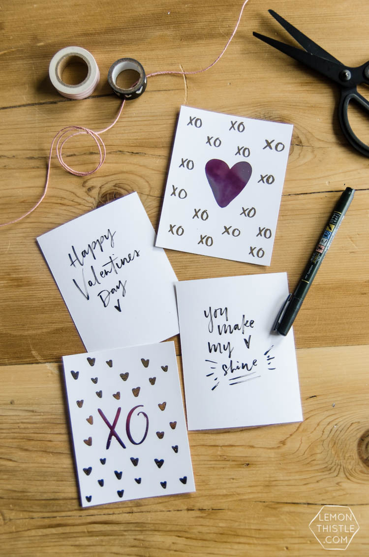 DIY Foiled Valentines Day Cards- I love that purple foil! Plus I love that you can do this with a simple laminator 