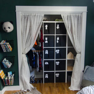 DIY Closet Organization- Ikea Storage Bin Labels... what a great storage solution! I love how it hides the closet clutter and kids can visually see where to put clothes away