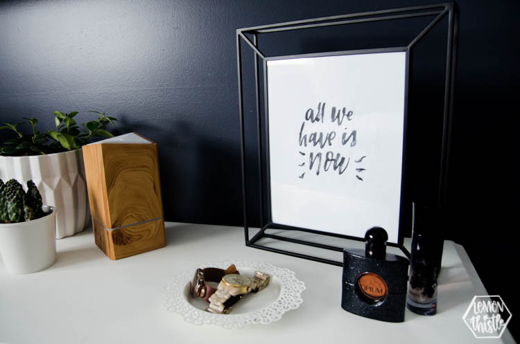 all we have is now brush lettered art in geometric black frame