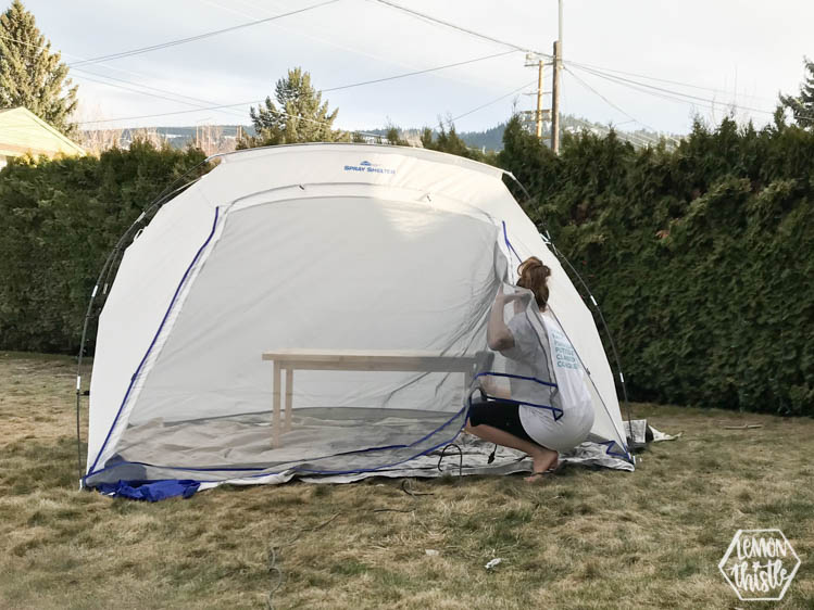 Using a spray shelter for painting