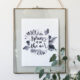 spring is in the air black watercolor printable handlettered in floating frame with vase of eucalyptus