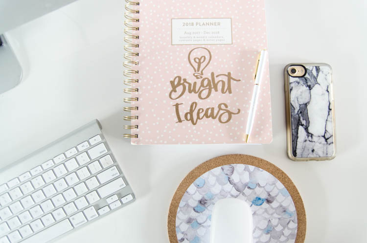 Bright Ideas hand lettering on notebook- cut with glitter vinyl