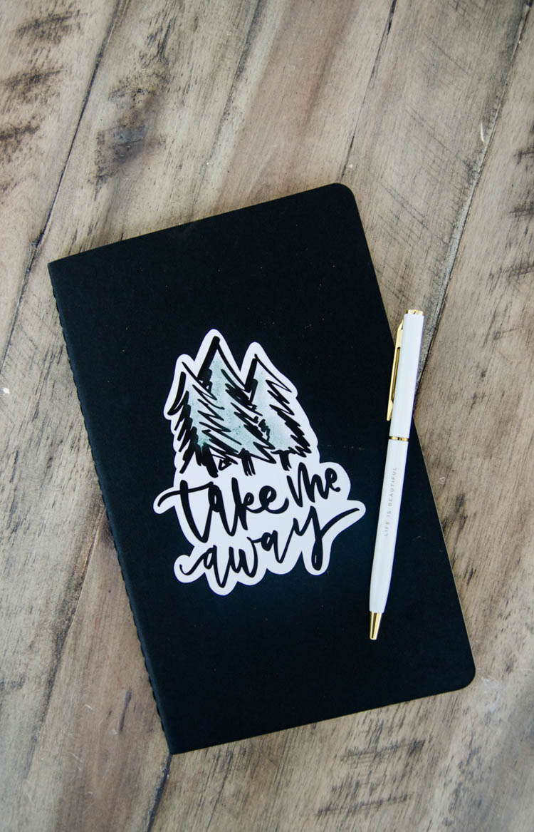 Take me away notebook: How to upload your own JPG image for print then cut with Cricut