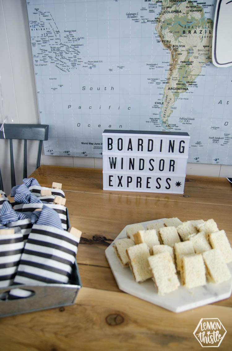 Simple party set up for a train themed birthday