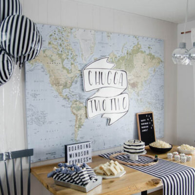 Modern Train Themed Party decor ideas