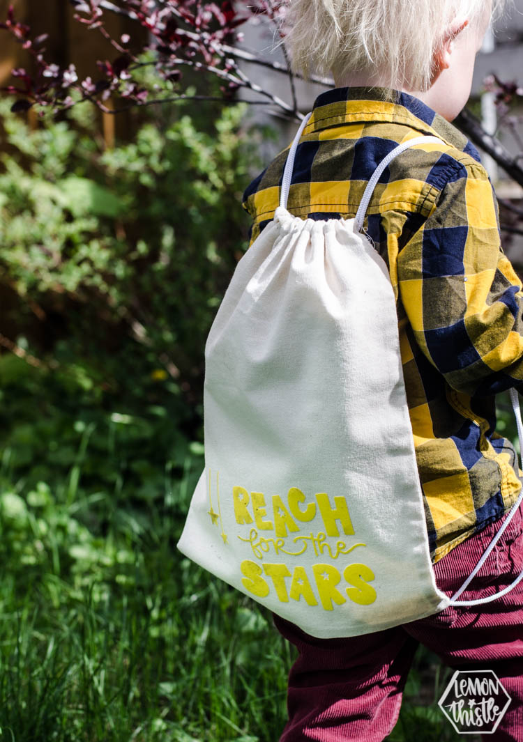 Reach for the stars drawstring backpack