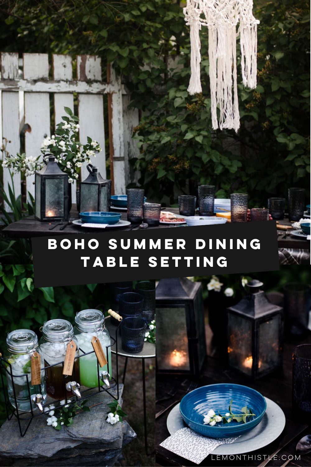 Boho summer dining table setting idea