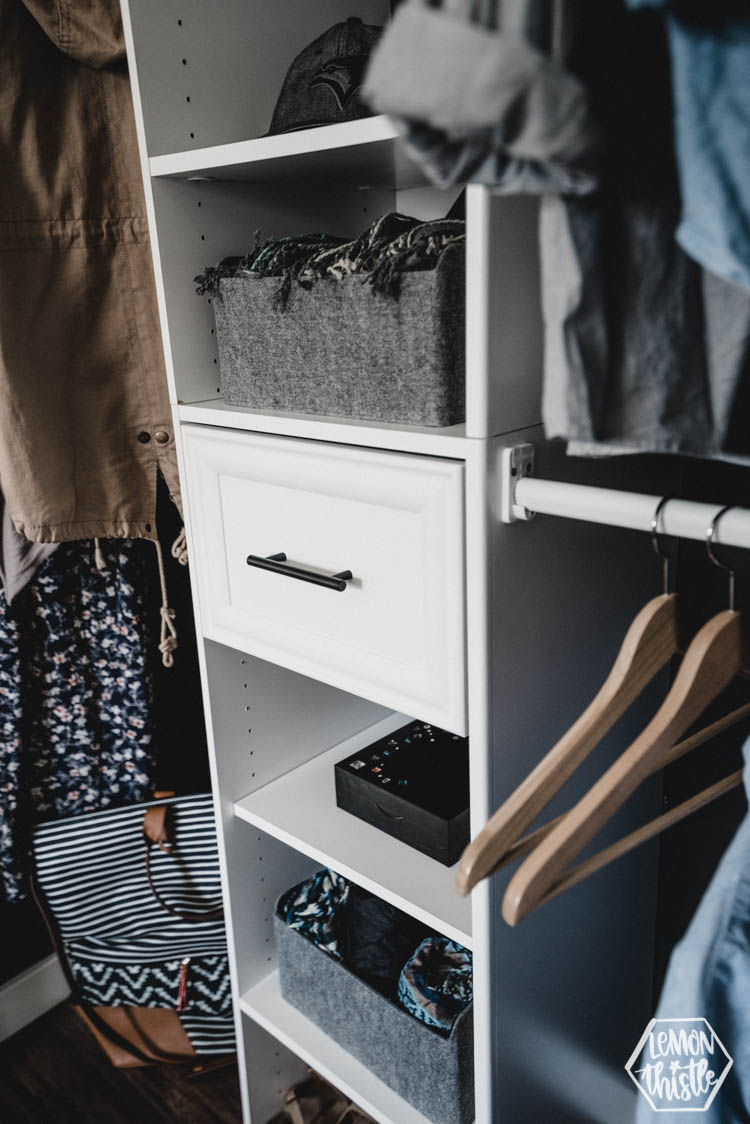 Modern Closet- simple diy makeover with black and white details