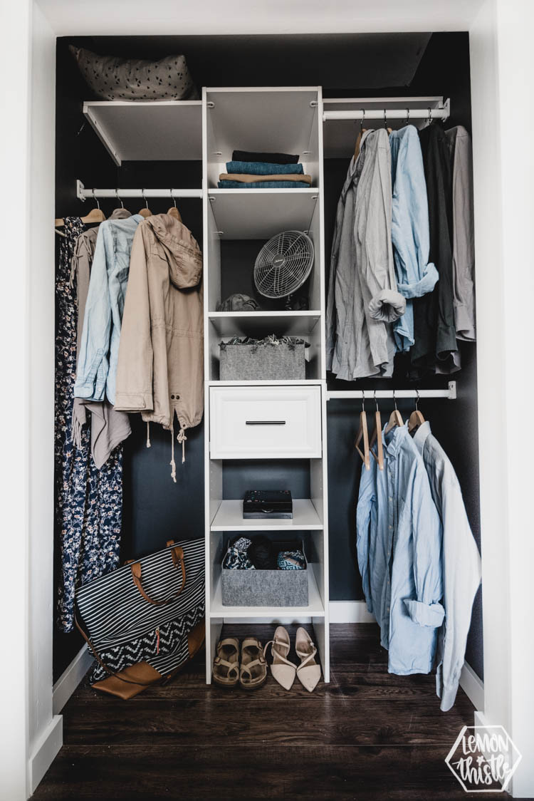 Modern Closet- simple diy makeover with black and white details