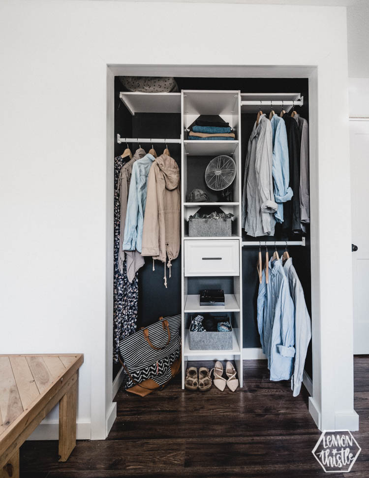 Modern Closet- simple diy makeover with black and white details