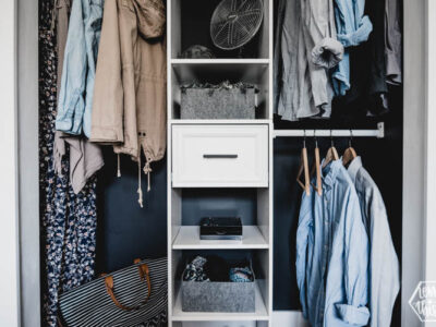 Modern Closet- simple diy makeover with black and white details
