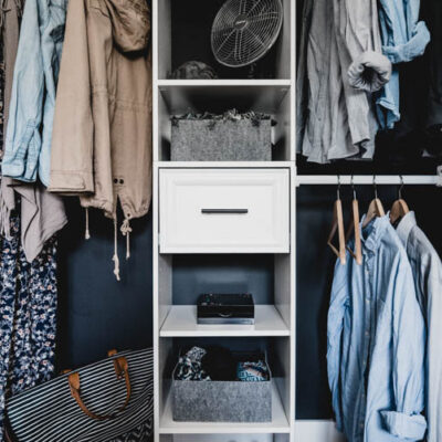 Modern Closet- simple diy makeover with black and white details