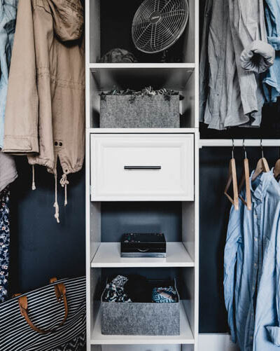 Modern Closet- simple diy makeover with black and white details