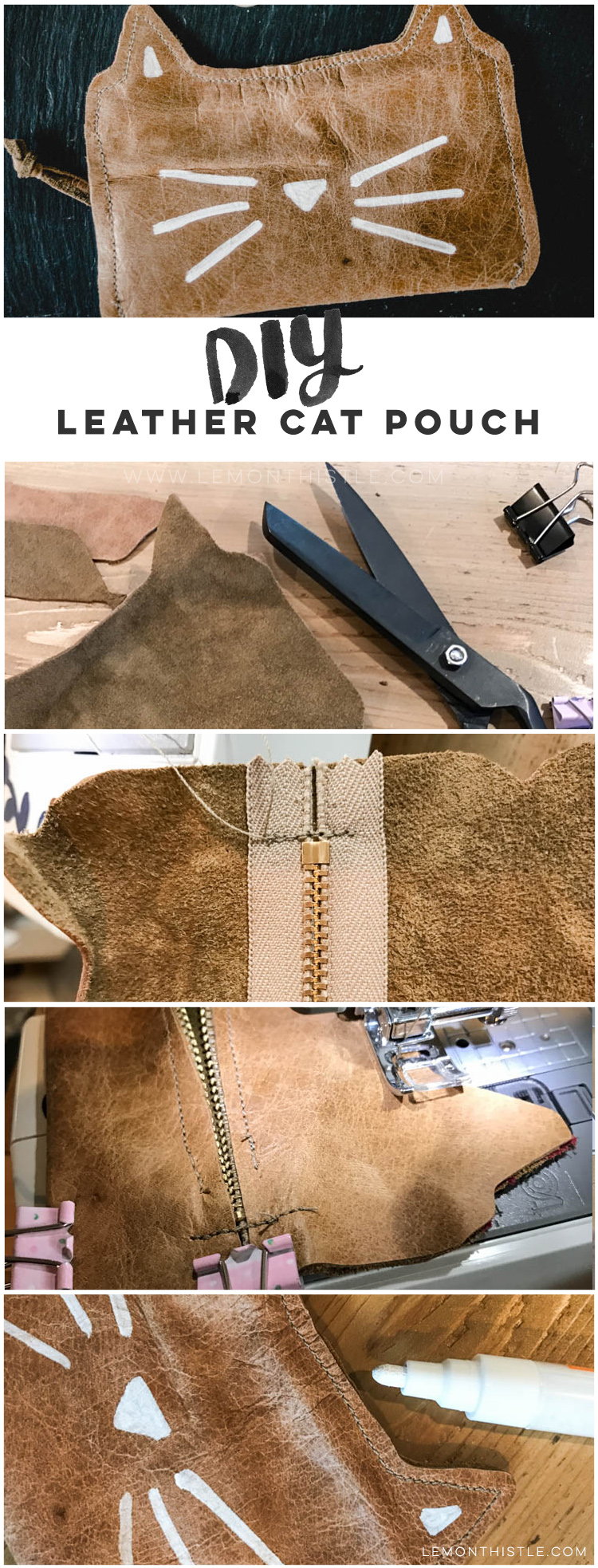 DIY Leather cat pouch