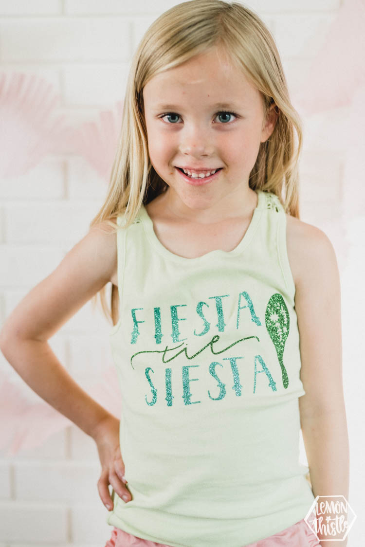 Fiesta til Siesta DIY tee with glitter heat transfer vinyl