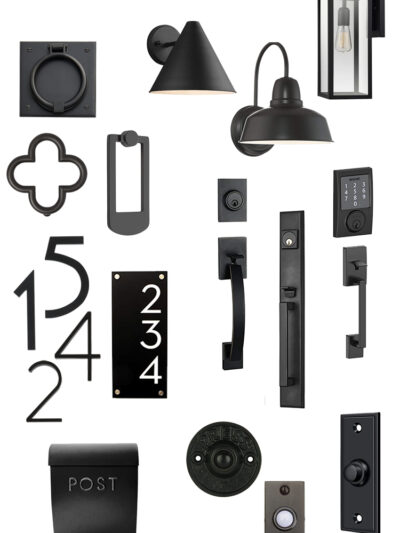 Modern Black Hardware for your exterior- collage image with text overlay