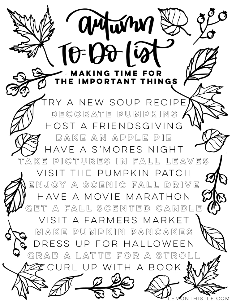 Autumn To do list- bucket list for fall