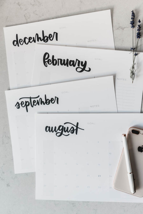 2019 Calendars - Free Printable list style calendars- 4 DIFFERENT STYLES