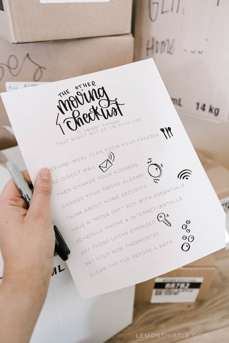 FREE PRINTABLE Moving Checklist - 10 other things to remember