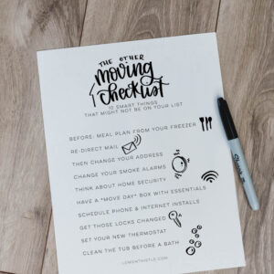 FREE PRINTABLE Moving Checklist - 10 other things to remember
