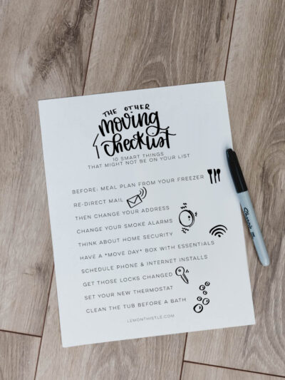 FREE PRINTABLE Moving Checklist - 10 other things to remember