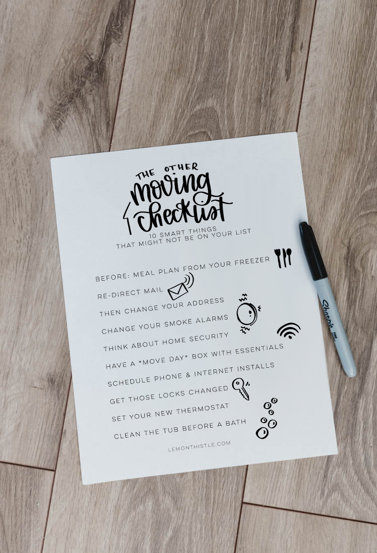 FREE PRINTABLE Moving Checklist - 10 other things to remember
