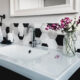 Modern Black and White Bathroom with hexagon tiles
