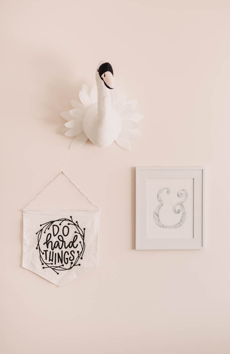 Such a cute art grouping for a little girls' room- love the swan head