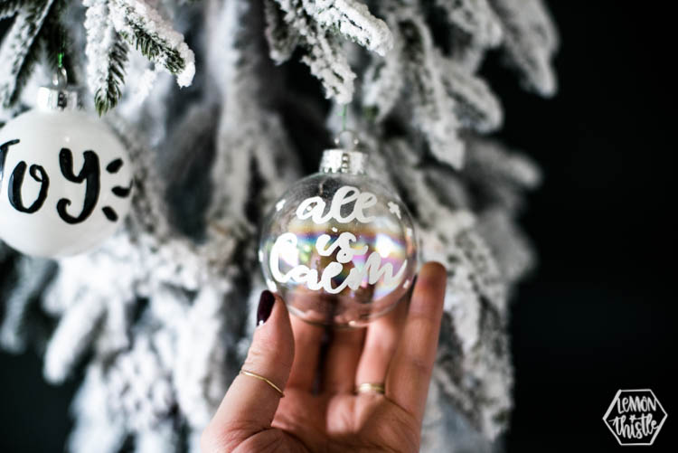 DIY Faux Calligraphy Christmas Ornaments