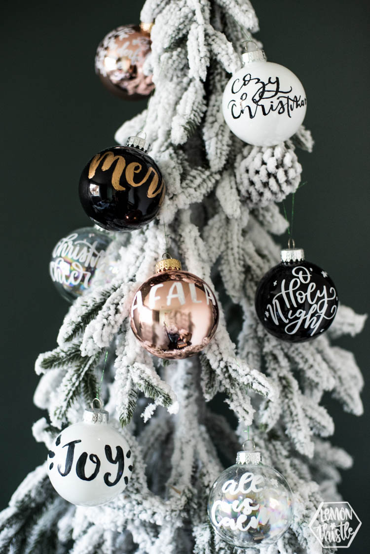The perfect gift to craft for the holidays! DIY Handlettered Ornaments- 3 ways to make them