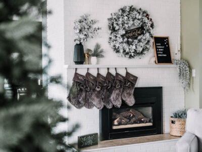Such a pretty holiday mantel -modern and neutral