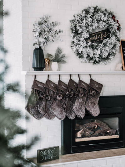 Such a pretty holiday mantel -modern and neutral