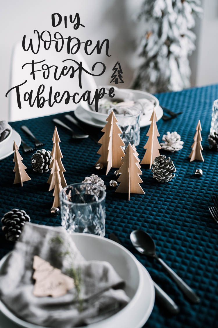 DIY Forest Tablescape with Wooden 3d trees