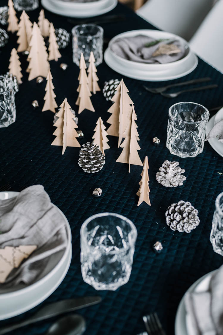 DIY Forest Tablescape with Wooden 3d trees