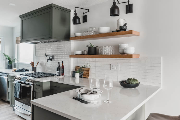 Stacked long subway tiles in a handmade look- helps it look not too modern!