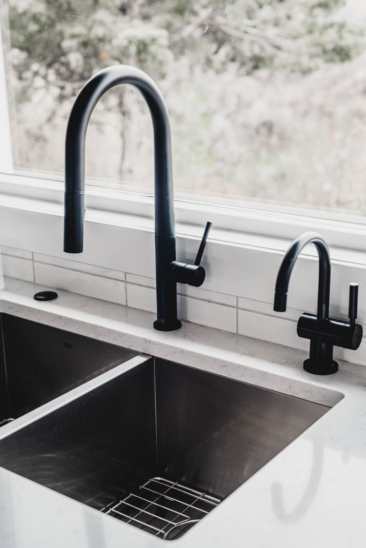 Modern Matte black hot water dispenser- matches the faucet beautifully!