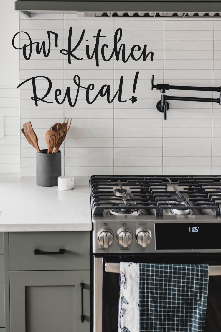 Title over photo: Our kitchen reveal! SO excited to share this modern space with classic touches