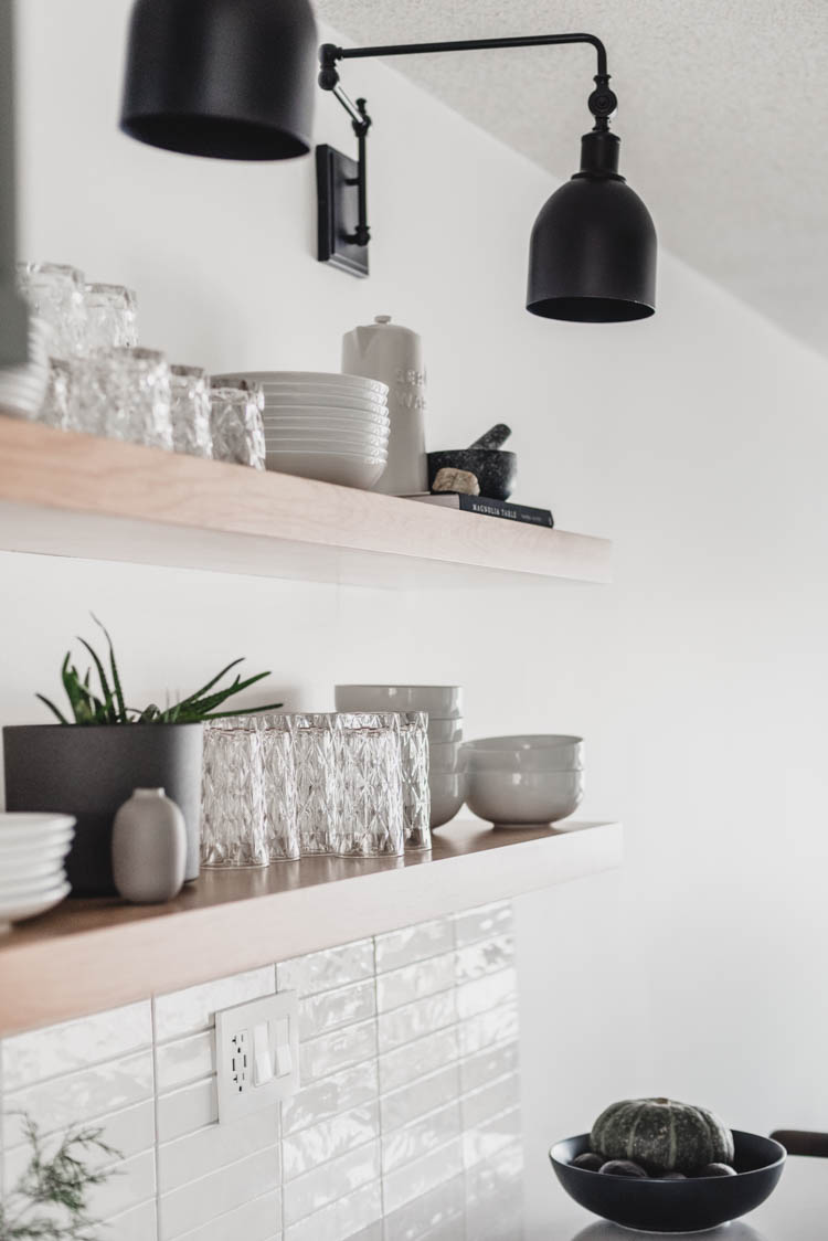 Practical but beautiful open shelving in the kitchen!