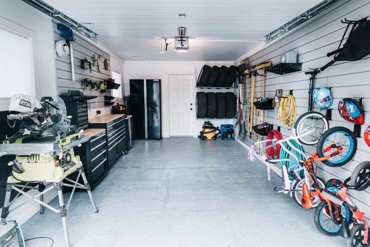 A small Garage turned workshop + family storage. layout ideas