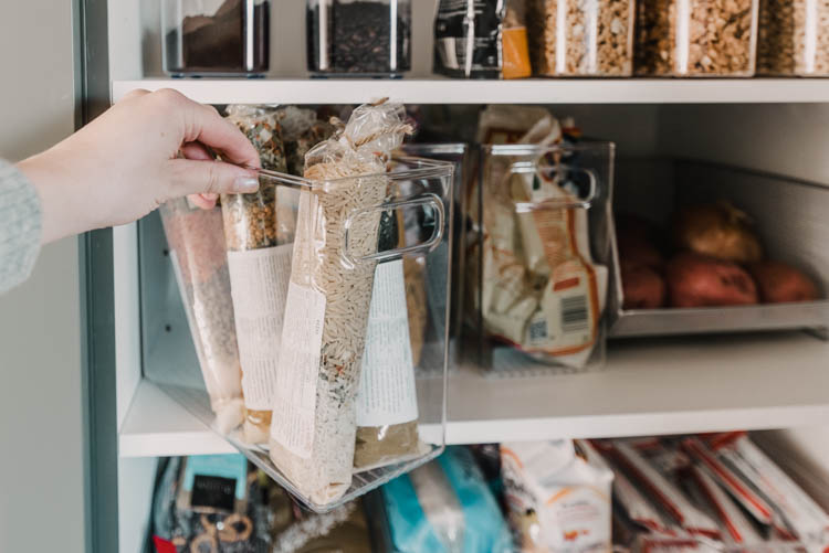 Tall skinny bins for pantry storage