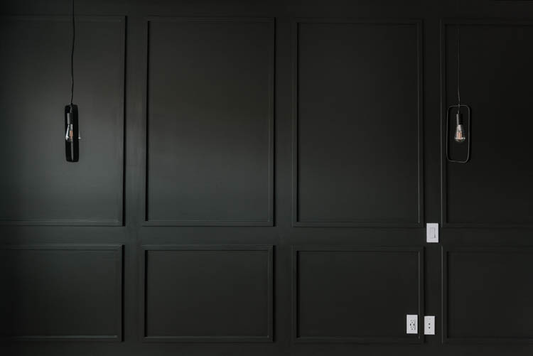 black moulding wall, picture frame moulding with modern profile.
